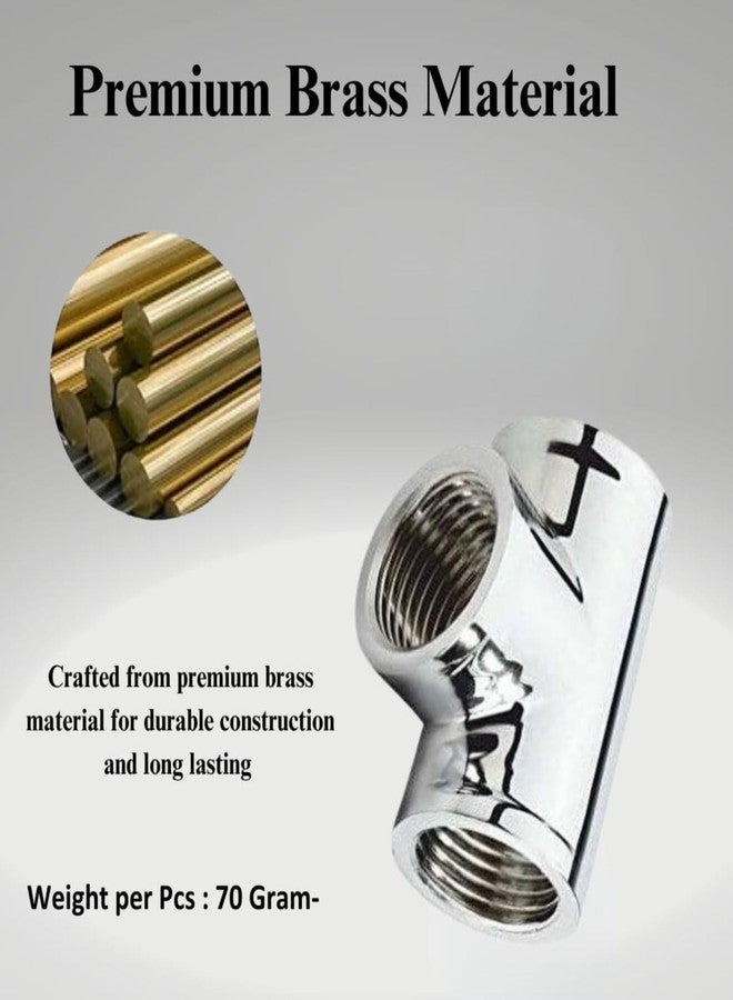 KINIK Chrome Plated Brass Tee Fitting - 1/2" x 1/2" Inch Female Thread Coupling Adapter - Heavy Duty Connector for Plumbing, Water Lines & Geysers - Image 4